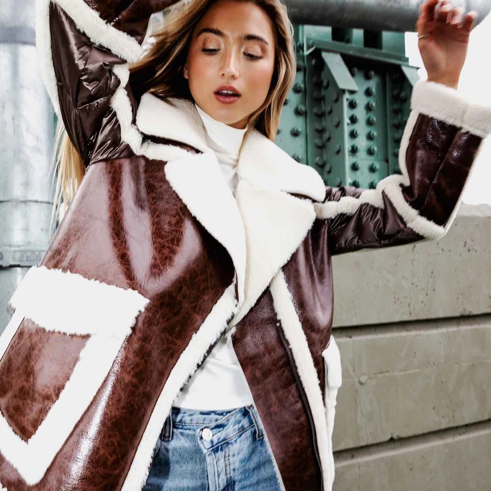 Noize Brown and Cream Teddy Jacket